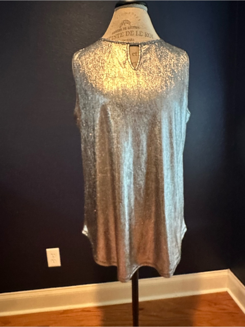 Shimmer Metallic Silver Sleeveless Camisole Tank